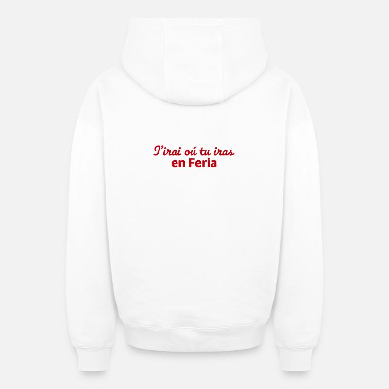 Feria chanson - Sweat à capuche unisexe zippé oversize épais SPREAD - blanc