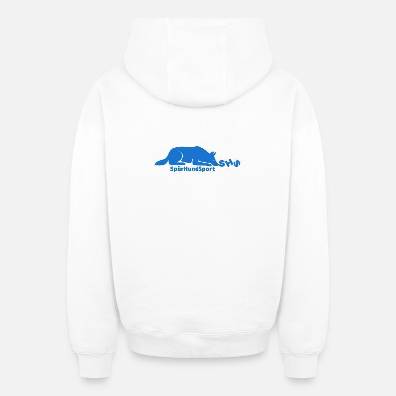 Logo SHS bleu - Sweat à capuche unisexe zippé oversize épais SPREAD - blanc