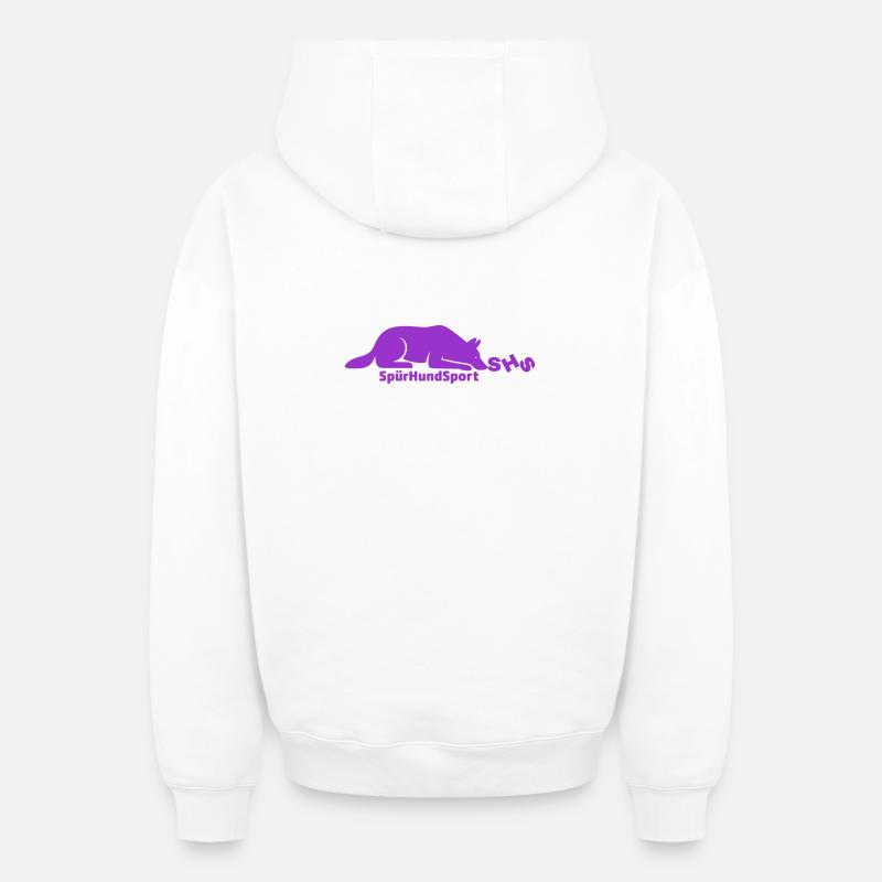 Logo SHS violet - Sweat à capuche unisexe zippé oversize épais SPREAD - blanc