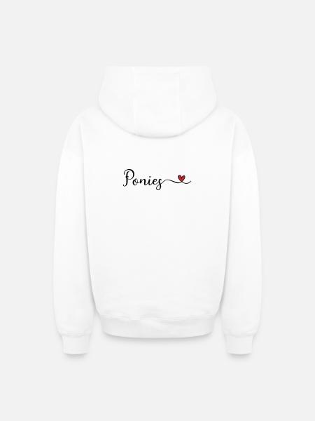 Ponies Herz - Oversized Heavyweight Unisex Zip Hoodie - Weiß
