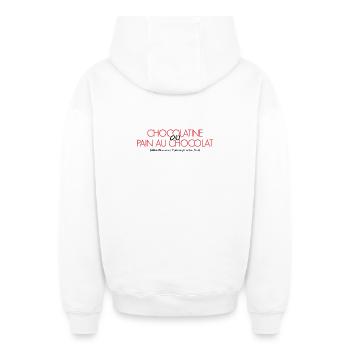 Chocolatine ou Pain au Chocolat perso je m'en fous - Sweat à capuche unisexe zippé oversize épais SPREAD - blanc - Dos - AI Model Male 178 light (178cm)