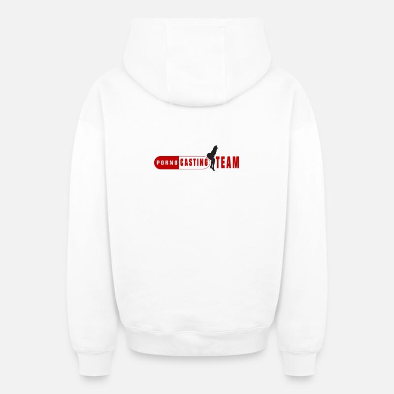 Équipe de casting porno - Sweat à capuche unisexe zippé oversize épais SPREAD - blanc