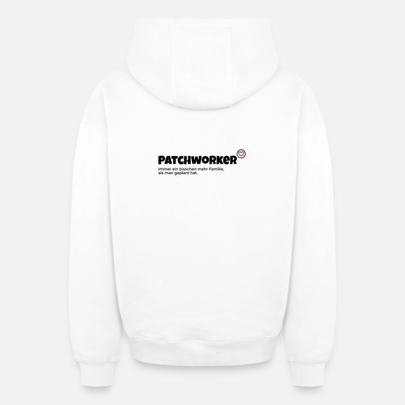 Patchworker - Oversized Heavyweight Unisex Zip Hoodie - Weiß