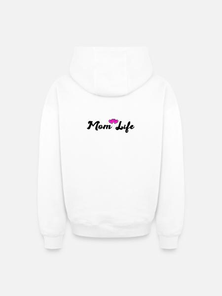 mom_life_heart - Sweat à capuche unisexe zippé oversize épais SPREAD - blanc