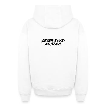 Lever duad as Slav! - Oversized Heavyweight Unisex Zip Hoodie - Weiß - Hinten - AI Model Male 178 light (178cm)
