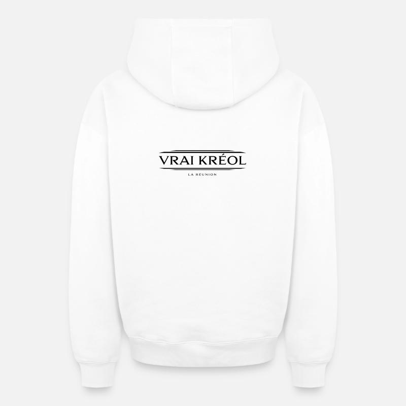 Vrai Kréol Version Noir - Sweat à capuche unisexe zippé oversize épais SPREAD - blanc