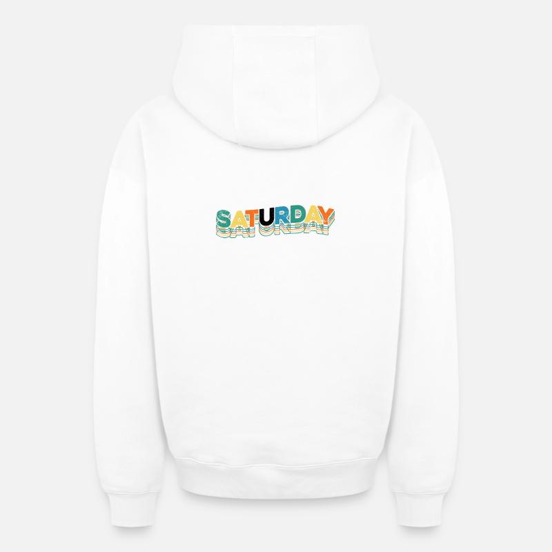 Samedi - Sweat à capuche unisexe zippé oversize épais SPREAD - blanc