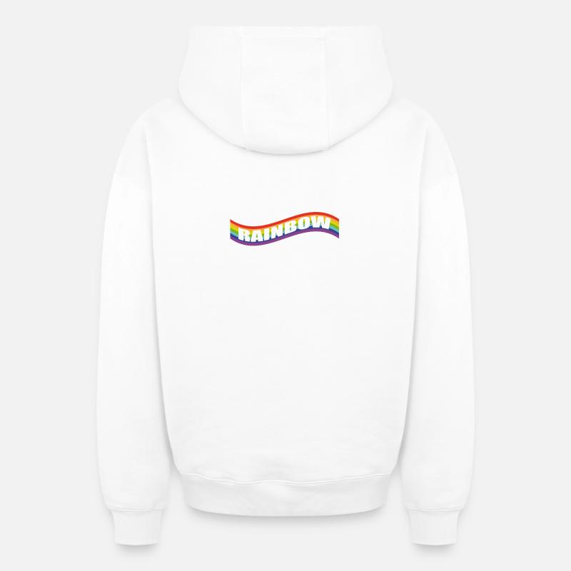 Drapeau arc-en-ciel - Sweat à capuche unisexe zippé oversize épais SPREAD - blanc