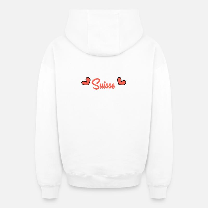SUISSE. PAYS. GENEVE. DRAPEAU - Sweat à capuche unisexe zippé oversize épais SPREAD - blanc