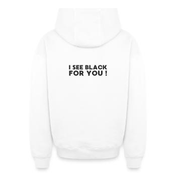 JE VOIS DU NOIR POUR TOI - Sweat à capuche unisexe zippé oversize épais SPREAD - blanc - Dos - AI Model Male 178 light (178cm)