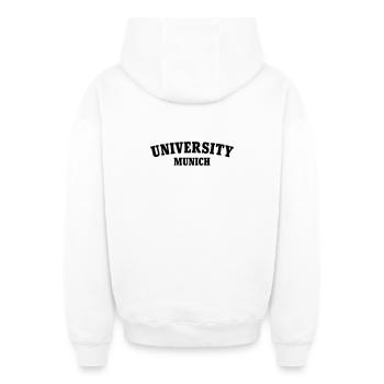 Université de Munich - Sweat à capuche unisexe zippé oversize épais SPREAD - blanc - Dos - AI Model Male 178 light (178cm)