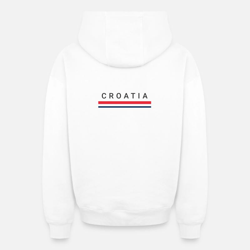Lignes de Croatie - Sweat à capuche unisexe zippé oversize épais SPREAD - blanc