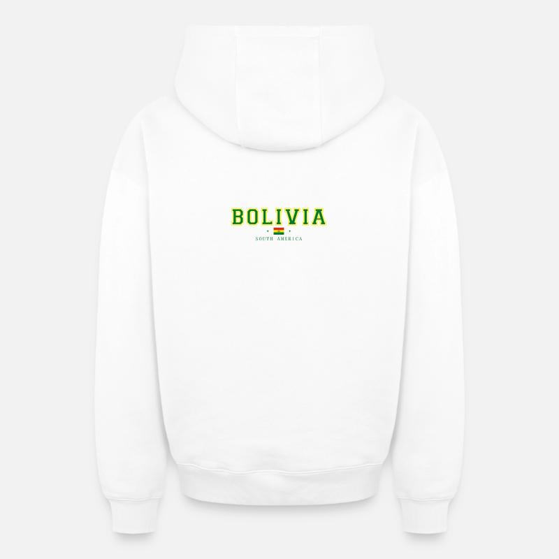 Bolivie - Sweat à capuche unisexe zippé oversize épais SPREAD - blanc