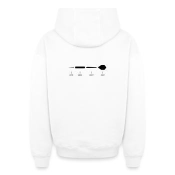 Explication de la fléchette Anatomie Conception de la fléchette - Sweat à capuche unisexe zippé oversize épais SPREAD - blanc - Dos - AI Model Male 178 light (178cm)
