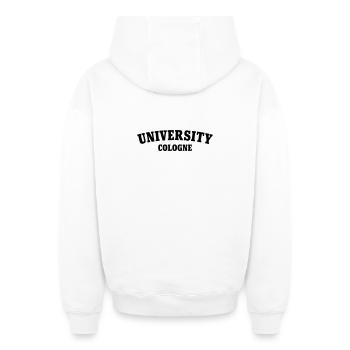 University Cologne - Oversized Heavyweight Unisex Zip Hoodie - Weiß - Hinten - AI Model Male 178 light (178cm)