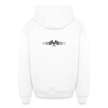 Course de drapeaux de course - Sweat à capuche unisexe zippé oversize épais SPREAD - blanc - Dos - AI Model Male 178 light (178cm)
