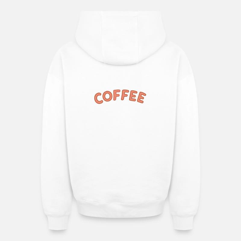 Café typographie en arc - Sweat à capuche unisexe zippé oversize épais SPREAD - blanc