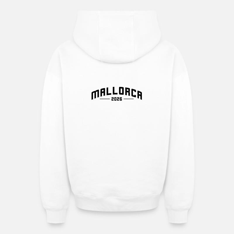 Majorque 2026 - Sweat à capuche unisexe zippé oversize épais SPREAD - blanc