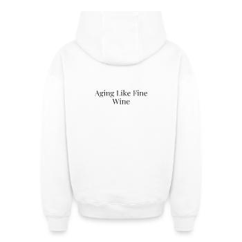 Altern wie feiner Wein - Oversized Heavyweight Unisex Zip Hoodie - Weiß - Hinten - AI Model Male 178 light (178cm)