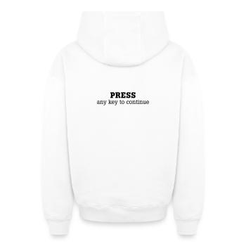 Press any key to continue - Oversized Heavyweight Unisex Zip Hoodie - Weiß - Hinten - AI Model Male 178 light (178cm)