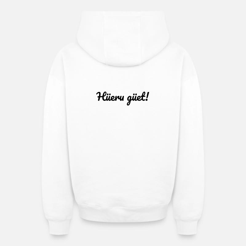Hüeru güet Walliserditsch Dialekt - Oversized Heavyweight Unisex Zip Hoodie - Weiß