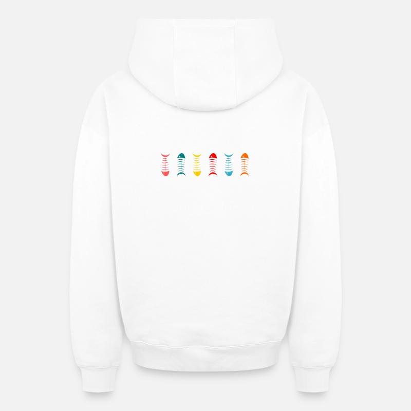 SARDINE. POISSON. POISSON D'AVRIL - Sweat à capuche unisexe zippé oversize épais SPREAD - blanc
