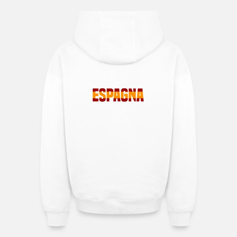 Espagna Contrasté - Sweat à capuche unisexe zippé oversize épais SPREAD - blanc