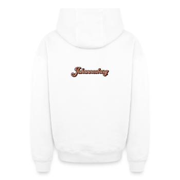 Écriture rétro de Johannesburg - Sweat à capuche unisexe zippé oversize épais SPREAD - blanc - Dos - AI Model Male 178 light (178cm)