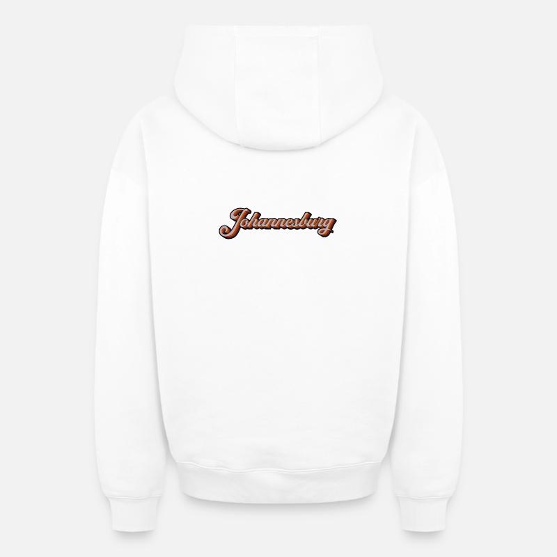 Johannesburg Retro Script - Oversized Heavyweight Unisex Zip Hoodie - Weiß