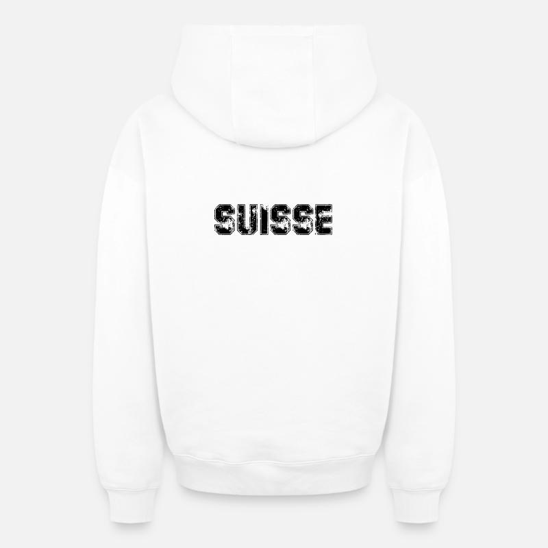 SUISSE. HUMOUR. PAYS - Sweat à capuche unisexe zippé oversize épais SPREAD - blanc