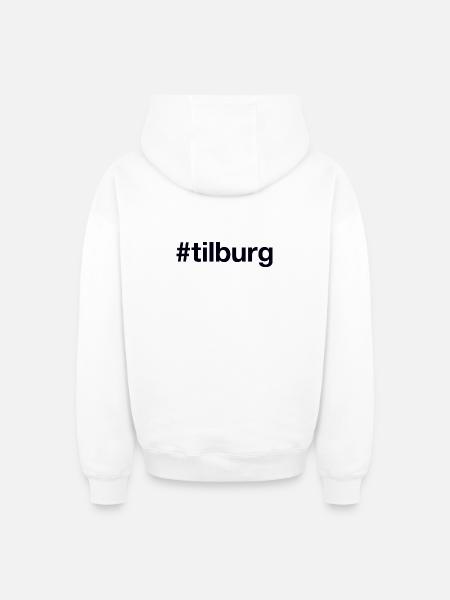 TILBURG, Pays-Bas, Pays-Bas - Sweat à capuche unisexe zippé oversize épais SPREAD - blanc