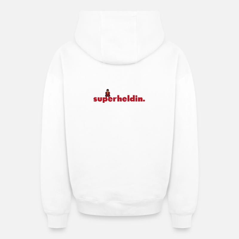 super-héroïne. - Sweat à capuche unisexe zippé oversize épais SPREAD - blanc