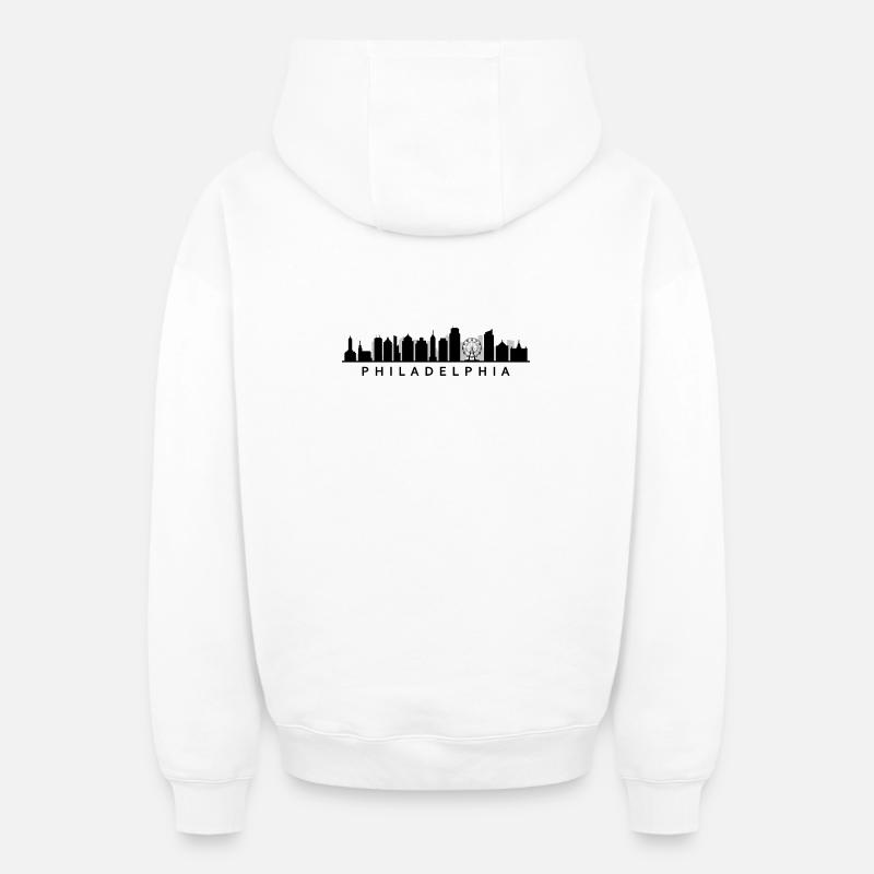 Philadelphia Skyline - Sweat à capuche unisexe zippé oversize épais SPREAD - blanc