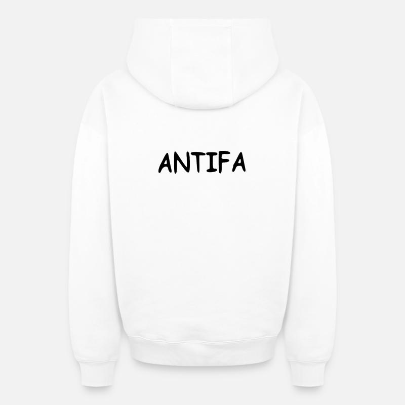 Antifa - noir - Sweat à capuche unisexe zippé oversize épais SPREAD - blanc