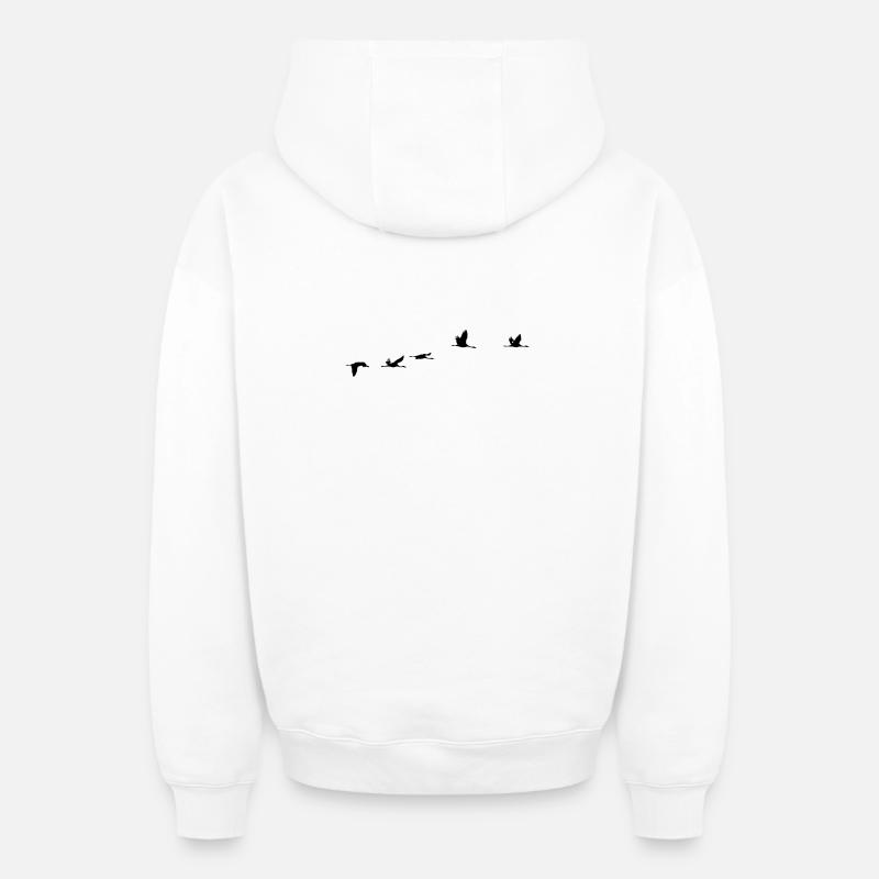 Oiseaux migrateurs Oiseaux - Sweat à capuche unisexe zippé oversize épais SPREAD - blanc