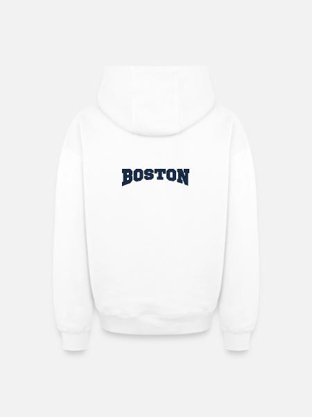 Boston Block Font Logo - Oversized Heavyweight Unisex Zip Hoodie - white