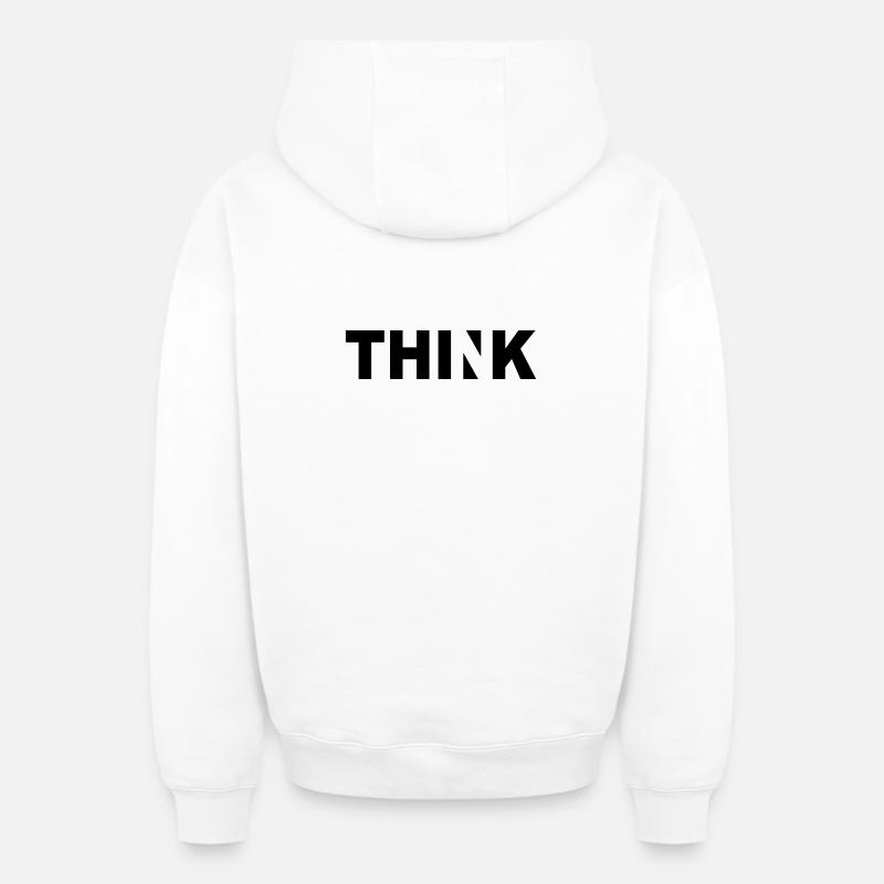 THINK - Oversized Heavyweight Unisex Zip Hoodie - Weiß