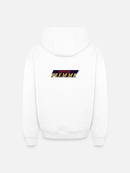 Lazy captain - Oversized Heavyweight Unisex Zip Hoodie - white