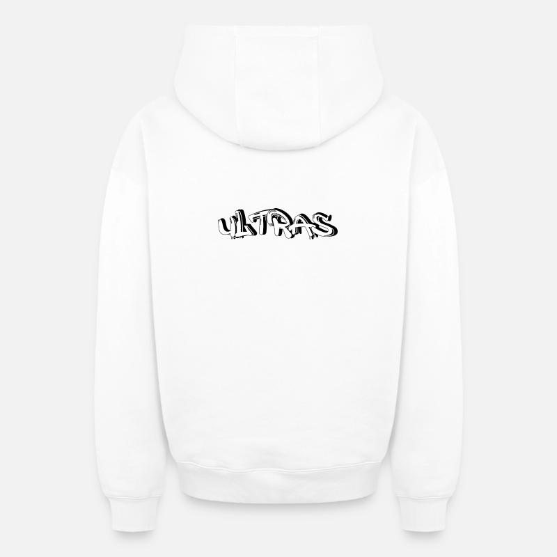 Police Ultras Graffiti - Sweat à capuche unisexe zippé oversize épais SPREAD - blanc