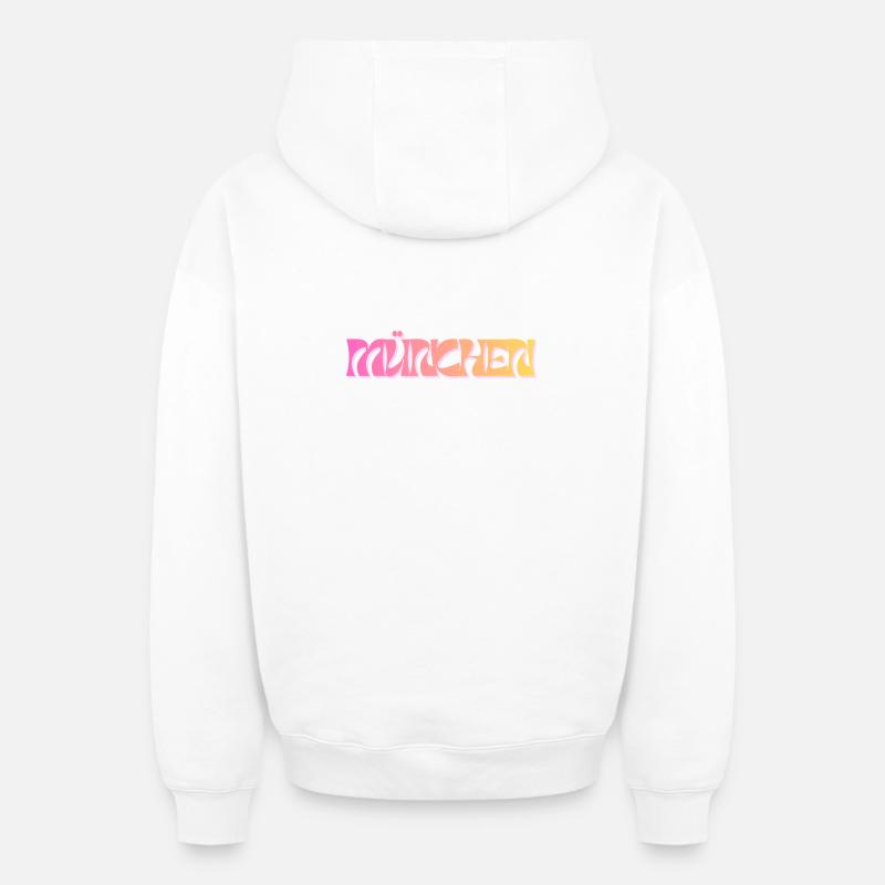 Muenchen_Schriftzug Bavière - Sweat à capuche unisexe zippé oversize épais SPREAD - blanc