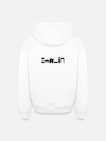 Berlin Urban Style – Minimal City Design - Oversized Heavyweight Unisex Zip Hoodie - white