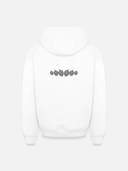 Hops Buds Barley Symbol - Oversized Heavyweight Unisex Zip Hoodie - white