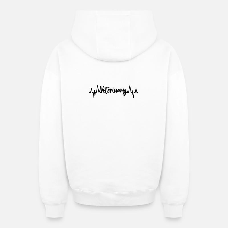 Fréquence cardiaque vétérinaire - Sweat à capuche unisexe zippé oversize épais SPREAD - blanc