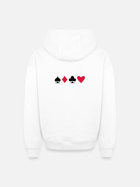 Poker Suit - Oversized Heavyweight Unisex Zip Hoodie - white