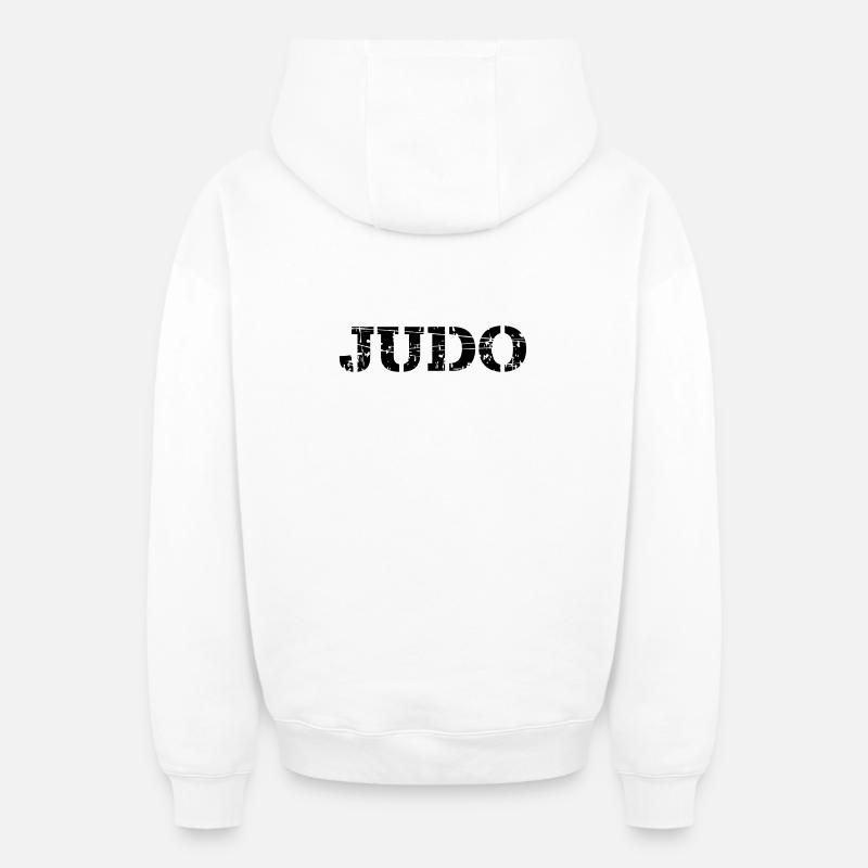 Judo - Sweat à capuche unisexe zippé oversize épais SPREAD - blanc