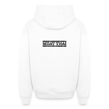 Muay Thai - Oversized Heavyweight Unisex Zip Hoodie - white - Back - AI Model Male 178 light (178cm)