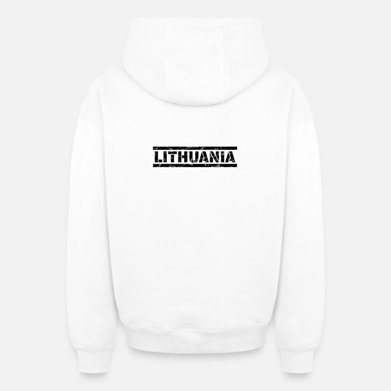 Lituanie - Sweat à capuche unisexe zippé oversize épais SPREAD - blanc