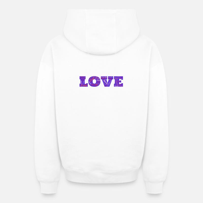 LOVE - Sweat à capuche unisexe zippé oversize épais SPREAD - blanc