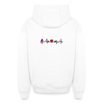 Cardio heart avec drapeau des États-Unis et de la Corée du Sud - Sweat à capuche unisexe zippé oversize épais SPREAD - blanc - Dos - AI Model Male 178 light (178cm)