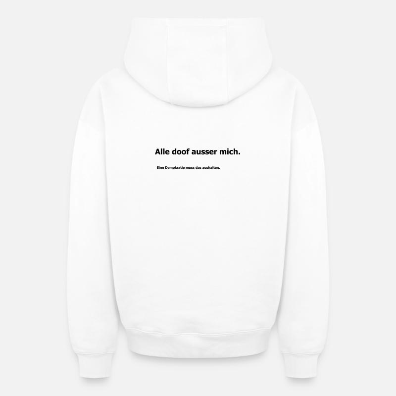 Démocratie - Sweat à capuche unisexe zippé oversize épais SPREAD - blanc